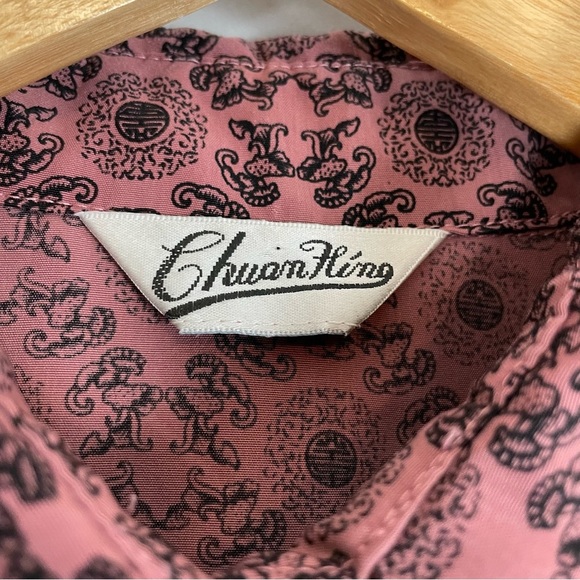 Vintage Blouse Patterned Women Long Sleeves Unique Print Collared Elaborate Top - Picture 4 of 10